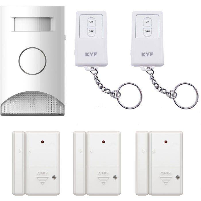 Uitbreidbaar Alarm Kit met Bewegingsdetectie - KYF - 434 MHz - Waarschuwingslicht - 3 Sensoren + 2 Afstandsbedieningen 4-0