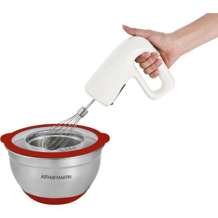ARTHUR MARTIN Saladeschaal Set - 16-20-24 cm - Luchtdichte Deksels - RVS - Antislip Siliconen Basis-2