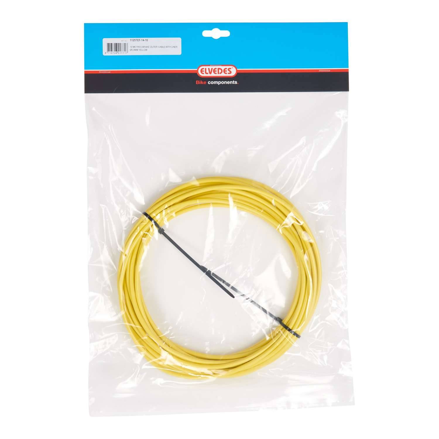 Rem buitenkabel Elvedes met teflon voering ø4,9mm / 10 meter (rol) - geel-0