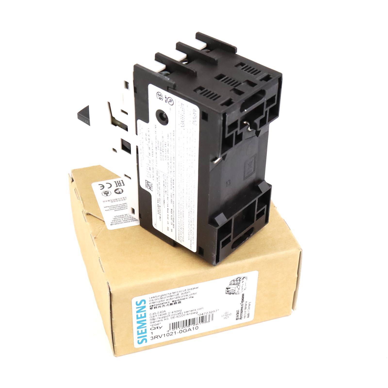 Siemens 3RV1021-0GA10 Motorbeveiligingsschakelaar 0,45 - 0,63 A 3P-2