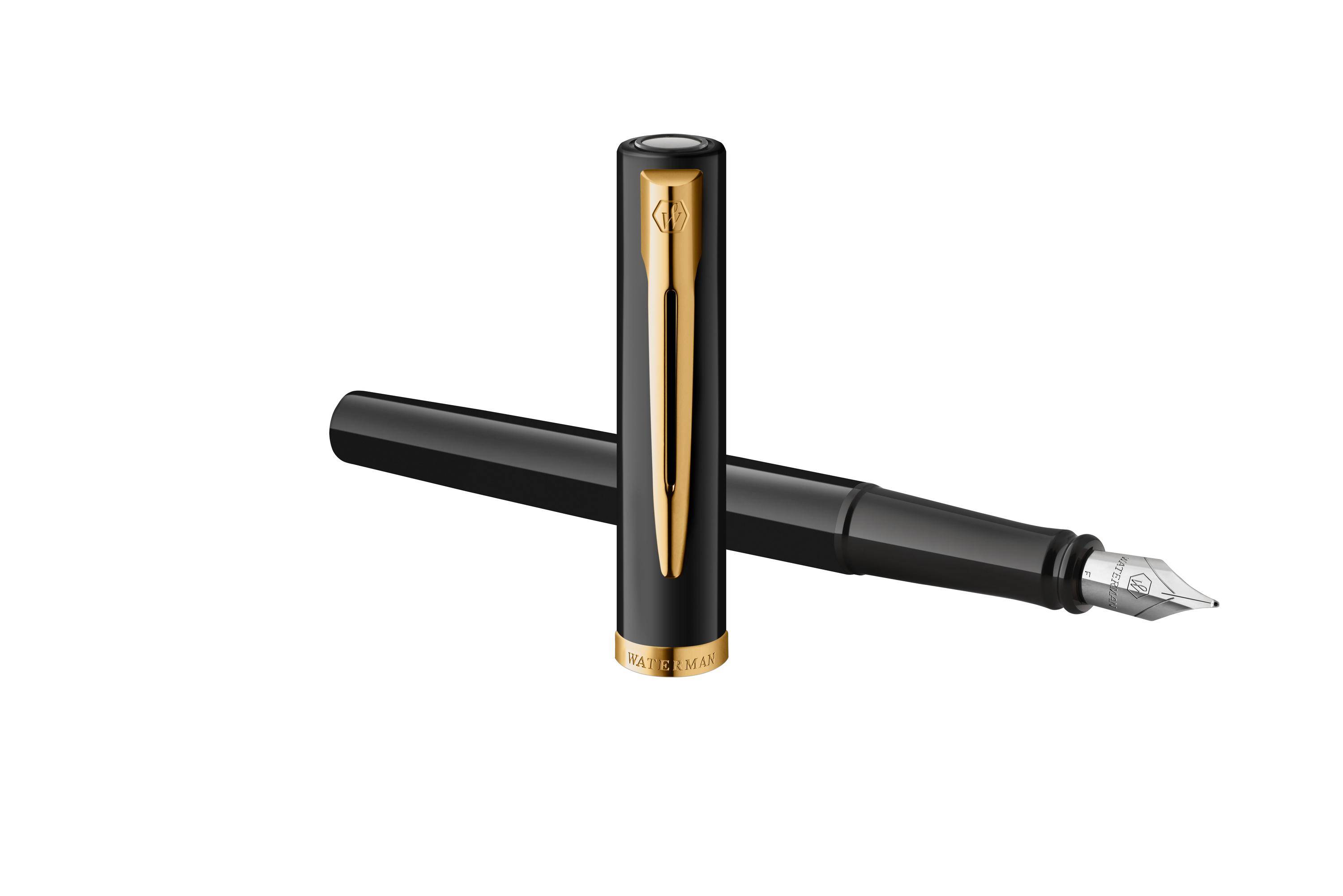 WATERMAN vulpen IMPRESSION zwarte lak GT M blauwe geschenkdoos-2