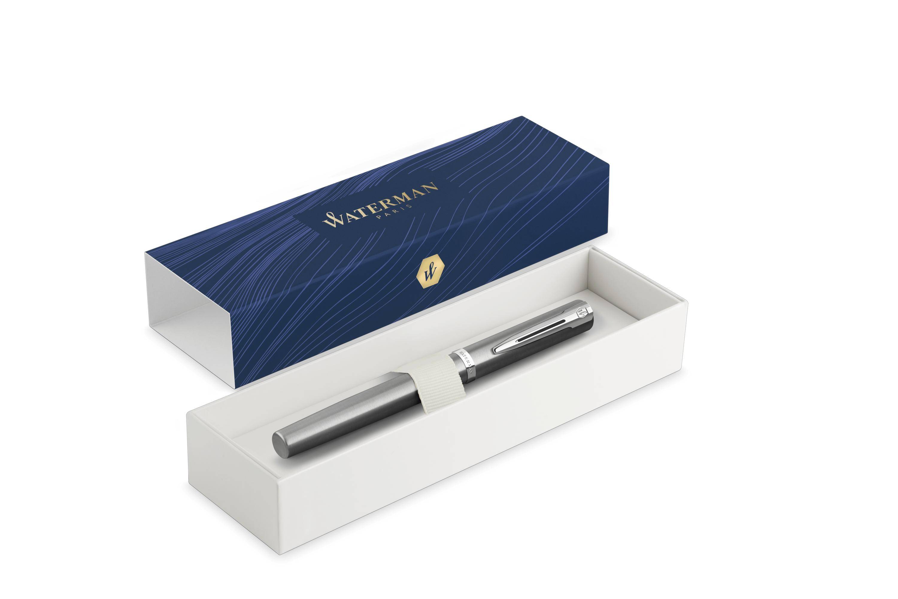 WATERMAN Vulpen IMPRESSION Roestvrij Staal CT F Blauwe Geschenkdoos-1