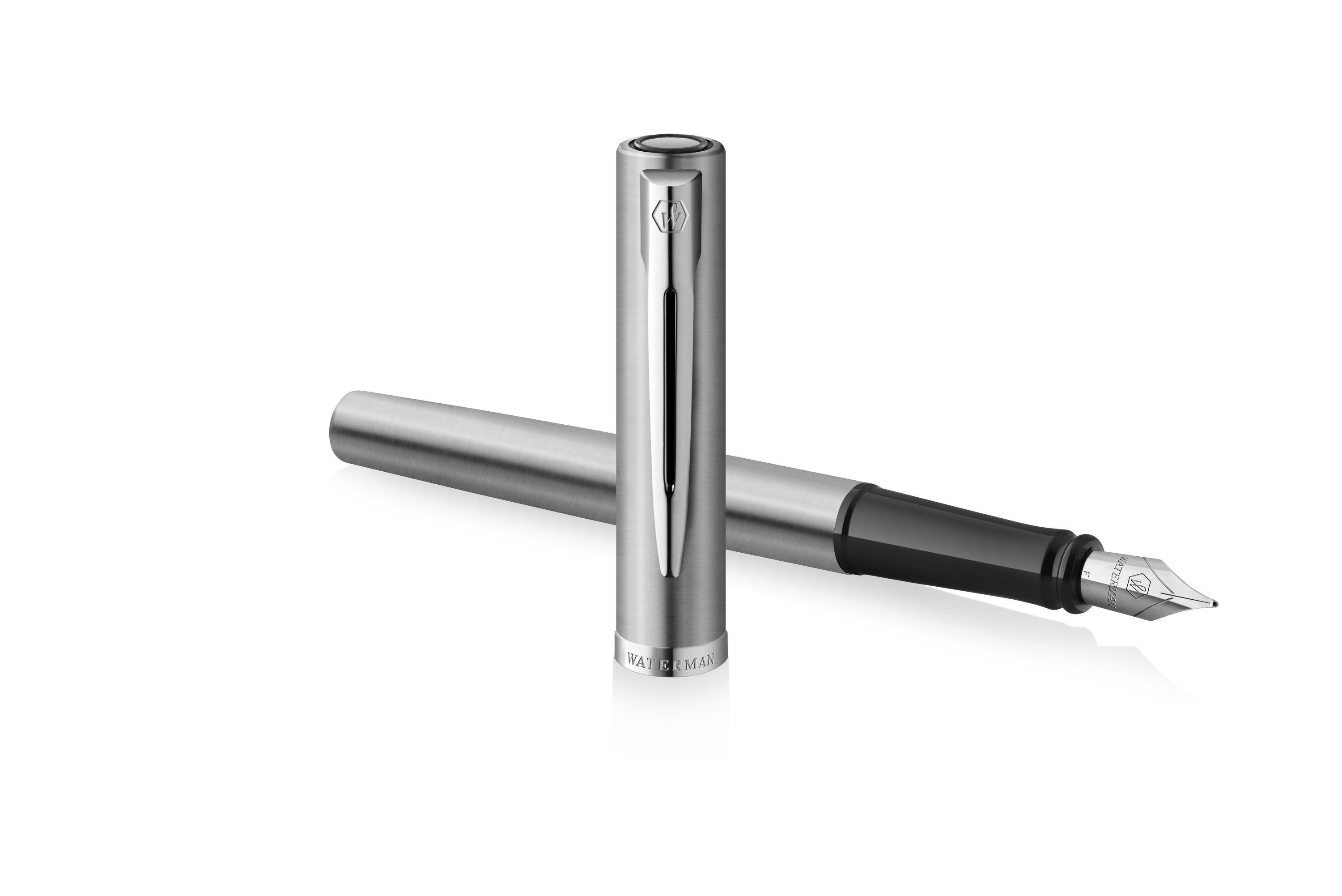 WATERMAN Vulpen IMPRESSION Roestvrij Staal CT F Blauwe Geschenkdoos-2