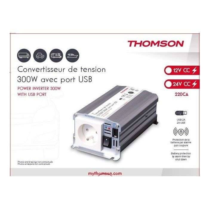 Spanningsomvormer - THOMSON - 12/220 V - 300 W - Met USB-aansluiting-1