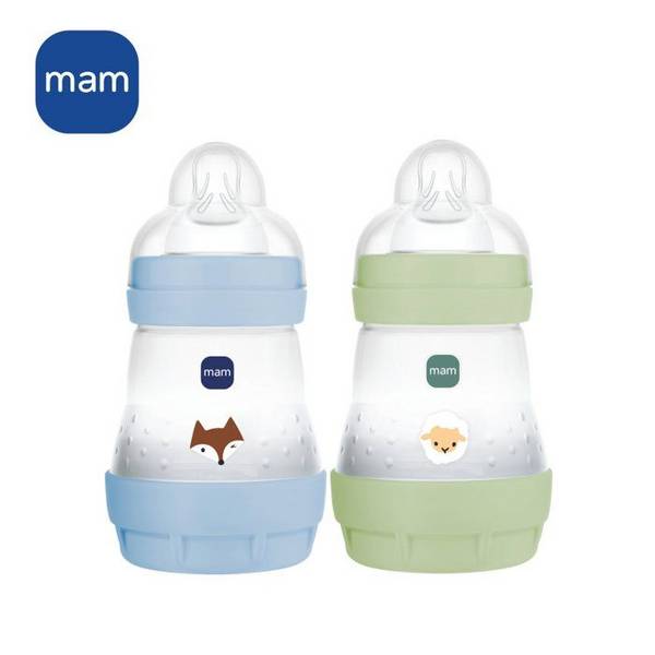 MAM Set van 2 Babyflessen Easy Start 160 ml - Oceaan + Zand