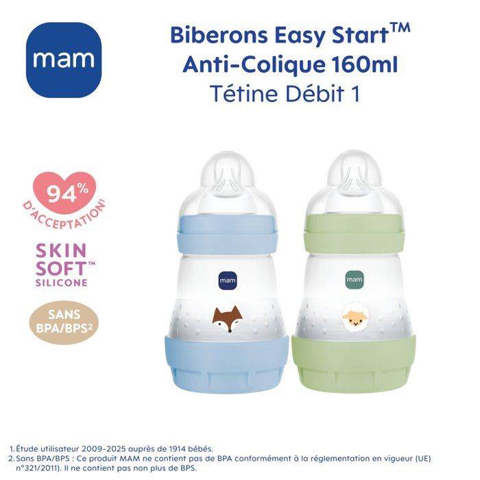 MAM Set van 2 Babyflessen Easy Start 160 ml - Oceaan + Zand-1