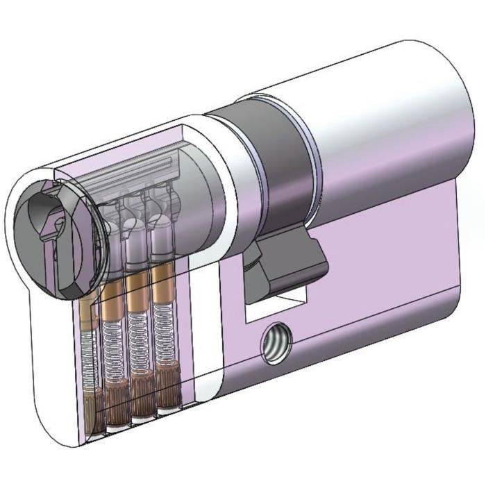YALE 500+ Serie Cilinder - 30x30 mm, Vernikkeld - 5 Pinnen - 3 Sleutels-2