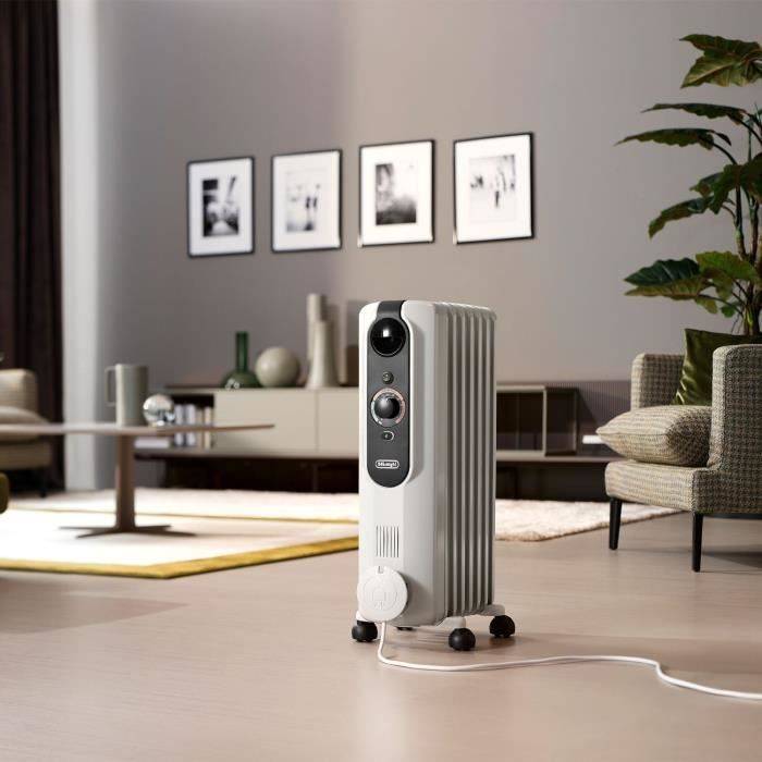 DELONGHI Oliegevulde Radiator 1500W Tot 45 m² Draagbaar Vorstbescherming Grijs-1