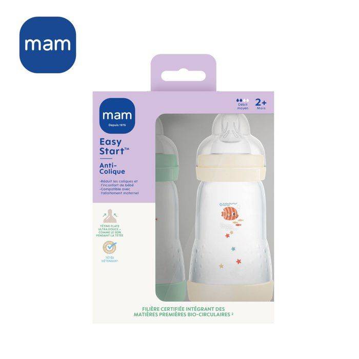Set van 2 MAM Easy Start Classic Antikolk Flessen 260 ml Mint + Katoen-4