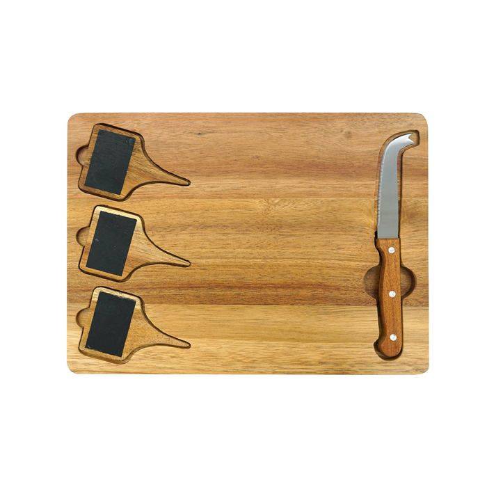 FACKELMANN Kaasplank - Leisteen + Kaasmes - 32 x 23 cm - Hout-0