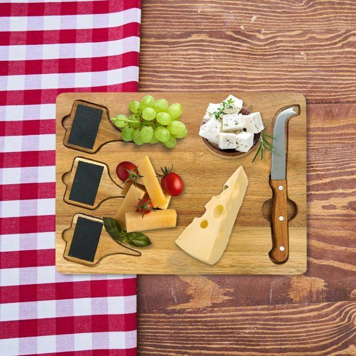 FACKELMANN Kaasplank - Leisteen + Kaasmes - 32 x 23 cm - Hout-1