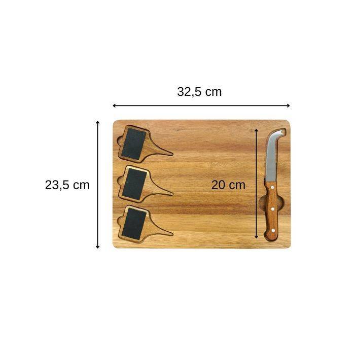 FACKELMANN Kaasplank - Leisteen + Kaasmes - 32 x 23 cm - Hout-2