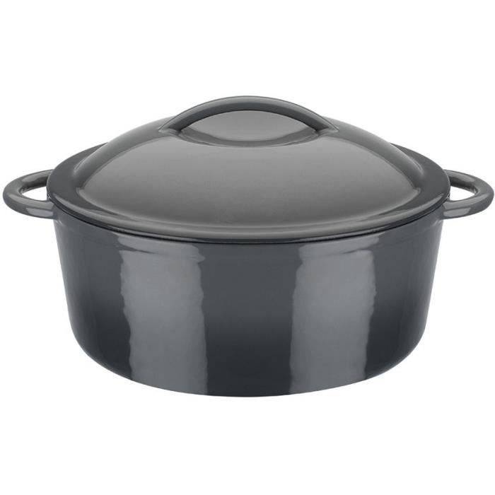 GSW Gietijzeren Stoofpan - 24 cm - Rond - Inductie Geschikt - GREY SHADOW-0