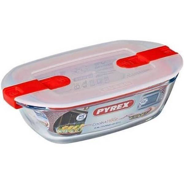 PYREX Rechthoekige Container met Deksel - 17 x 10 cm - 400 ml - Koken & Verwarmen - Borosilicaatglas