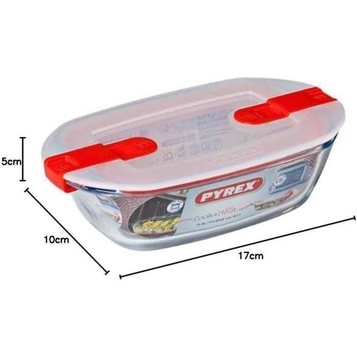 PYREX Rechthoekige Container met Deksel - 17 x 10 cm - 400 ml - Koken & Verwarmen - Borosilicaatglas-2