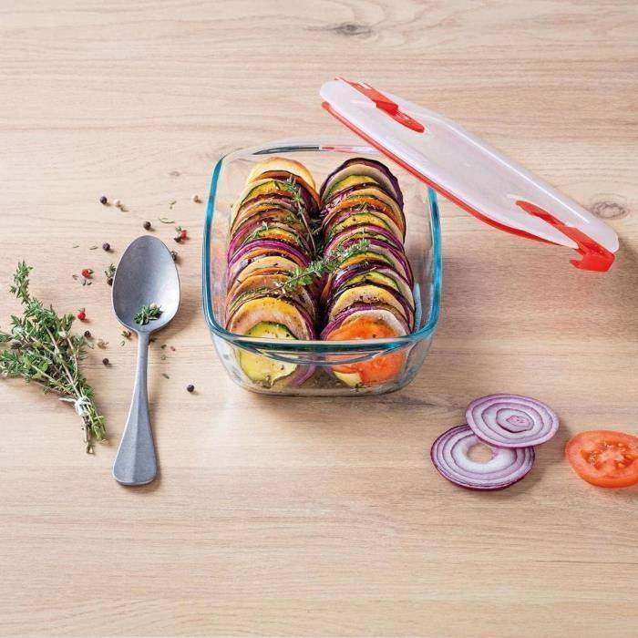 PYREX Rechthoekige Container met Deksel - 17 x 10 cm - 400 ml - Koken & Verwarmen - Borosilicaatglas-3