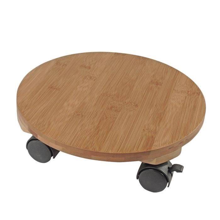 NATURE Plantstand met Wielen - Bamboecomposiet - H8 x Ø30 cm-0