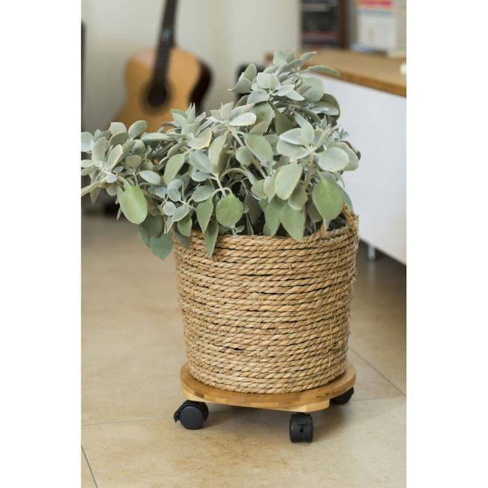NATURE Plantstand met Wielen - Bamboecomposiet - H8 x Ø30 cm-1