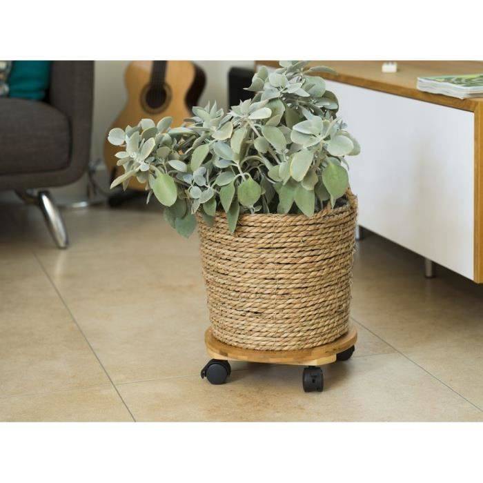 NATURE Plantstand met Wielen - Bamboecomposiet - H8 x Ø30 cm-2