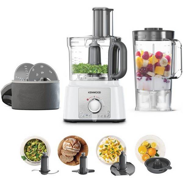 KENWOOD MultiPro Express FDP65.450WH Keukenmachine - 1000W - 3 L - 2 snelheden - 1.5 L blender - Wit
