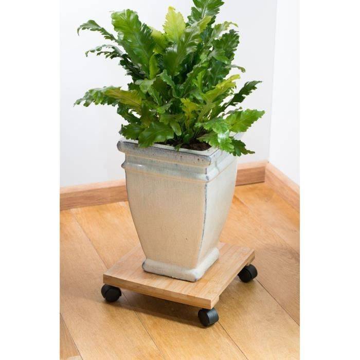 NATURE Plantstand met Wielen - Bamboecomposiet - H8 x 30 x 30 cm-1
