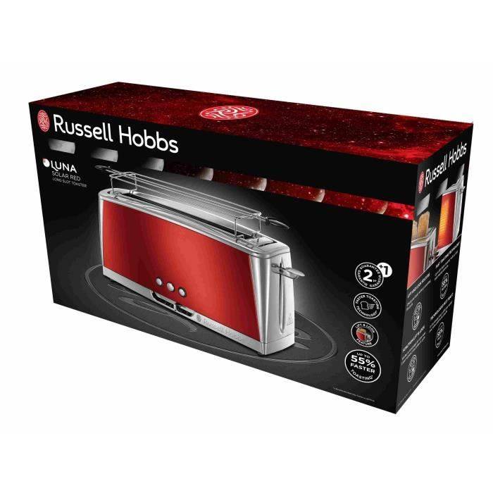 RUSSELL HOBBS Toaster - 1420W - Lange Slot - Opwarm- en Ontdooi-functies - Luna Solar Red-1
