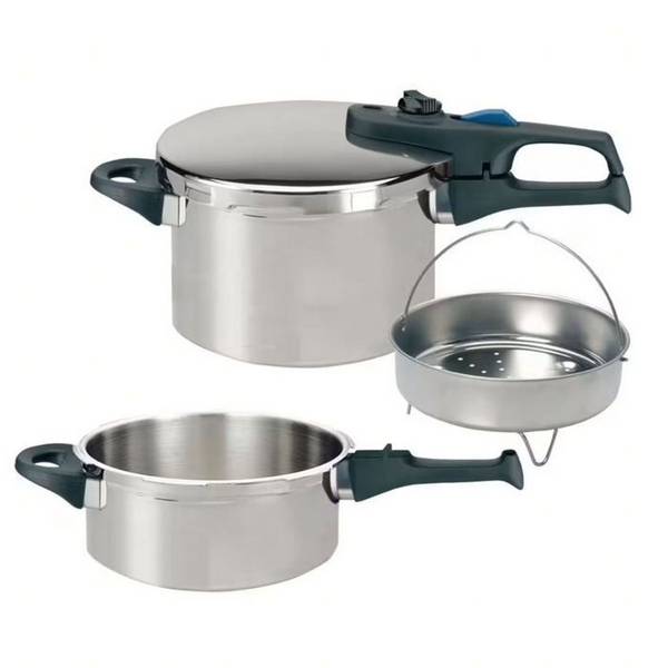 FACKELMANN Snelkookpan - Elo Praktika Plus XL - 22 cm - 3 tot 6 Liter - 18/10 RVS