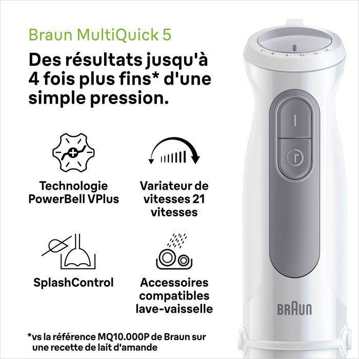 BRAUN MultiQuick 5 Hand Blender - 1000 W - 21 Snelheden - 600 ml Bekertje - Mini Hakker - Garde - Wit-3