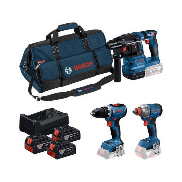 BOSCH Combo Kit - GSR 18V-65 + GDX 18V-285 + GBH 18V-22 - 3x5,0Ah Accu + Oplader 12V-18V-80
