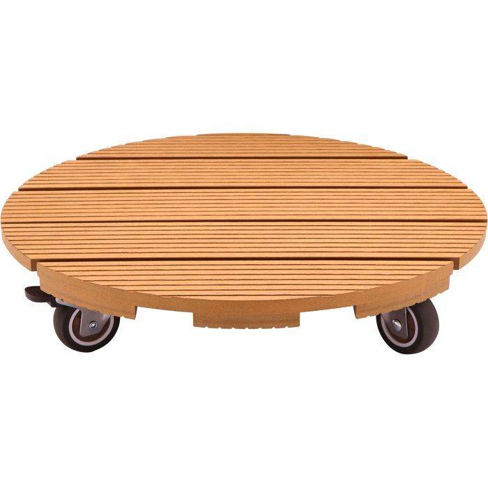 NATURE Standaard voor Plantenpot met Wielen - WPC - H8,6 x Ø38 cm - Hout H8.6-0