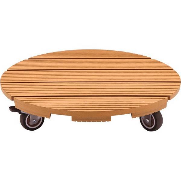 NATURE Standaard voor Plantenpot met Wielen - WPC - H8,6 x Ø38 cm - Hout H8.6