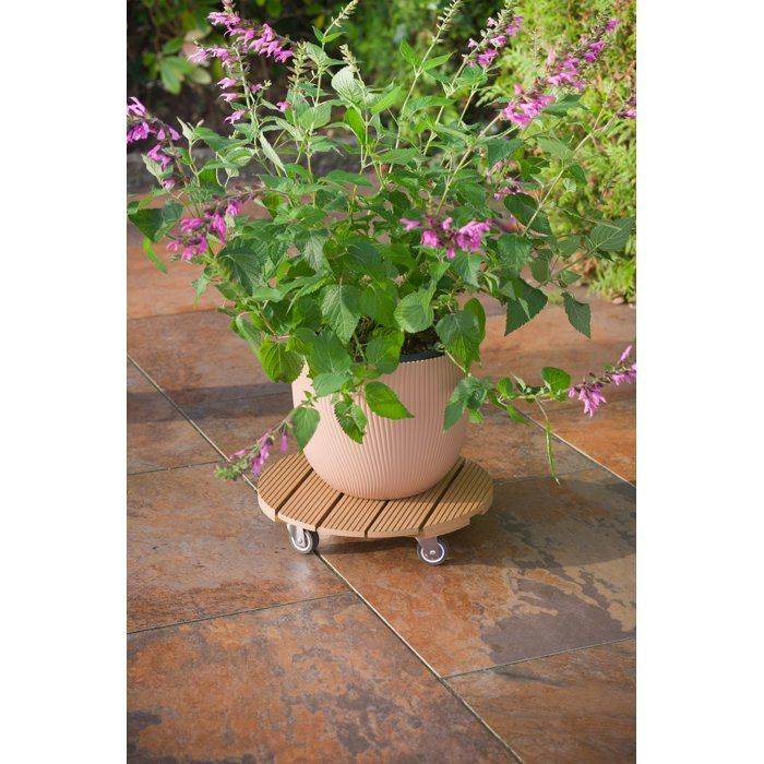 NATURE Standaard voor Plantenpot met Wielen - WPC - H8,6 x Ø38 cm - Hout H8.6-2