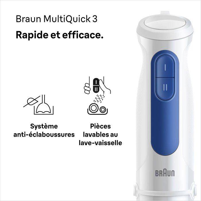BRAUN Staafmixer - MultiQuick MQ30001M - 900 W - 2 Snelheden - Wit/Blauw-2