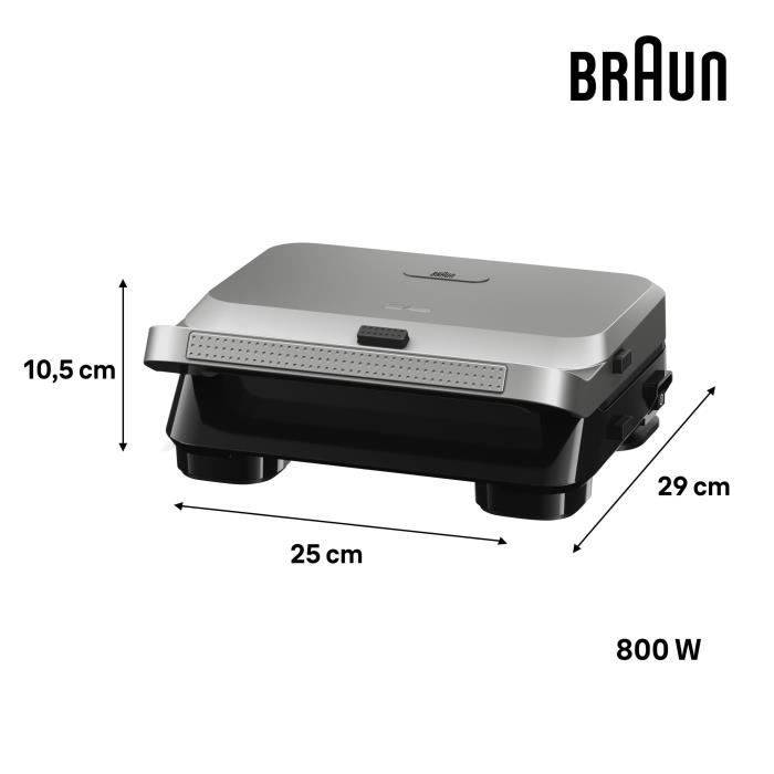 BRAUN Sandwichmaker 5 SM5005 - 800W - RVS/Zwart-4