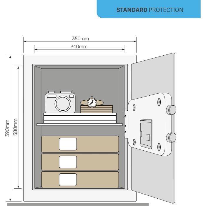 Yale Elektronische Kluis met Alarm - Programmeerbare 3 tot 8 Cijfercode - Groot 40 L - YEC/390/DB2-2