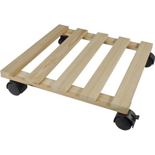 NATURE Plantenstandaard met Wielen - Vuren - H7,4 x 35 x 35 cm H7.4