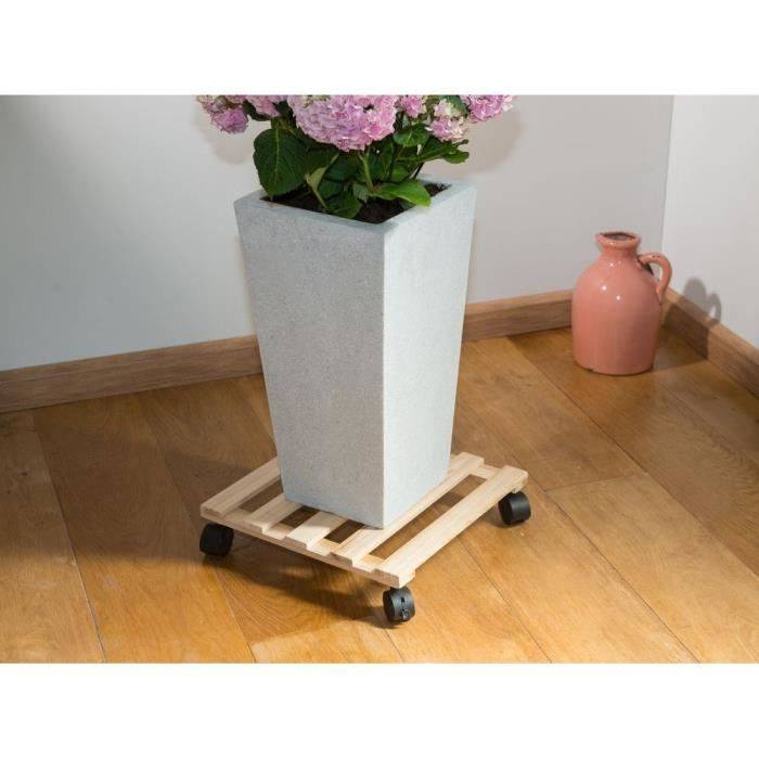 NATURE Plantenstandaard met Wielen - Vuren - H7,4 x 35 x 35 cm H7.4-1