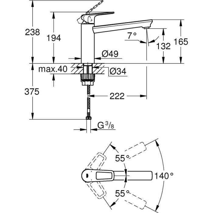 GROHE Eengreeps keukenmengkraan BauLoop 31706000-1