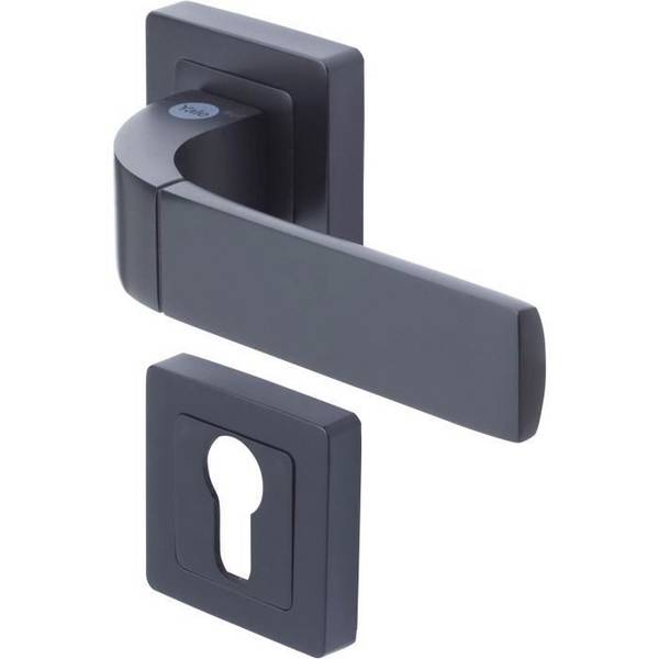YALE YPP7-B-PE 7 mm Vierkante Deurgreep - Zwart, Bologna Model, Euro Cilinder