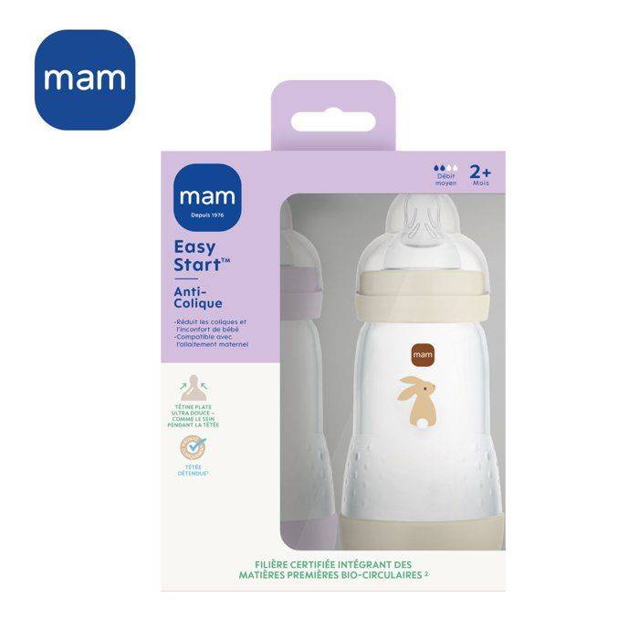 MAM Set van 2 Easy Start Anti-Koliek Flessen 260 ml - Lila + Zand-4