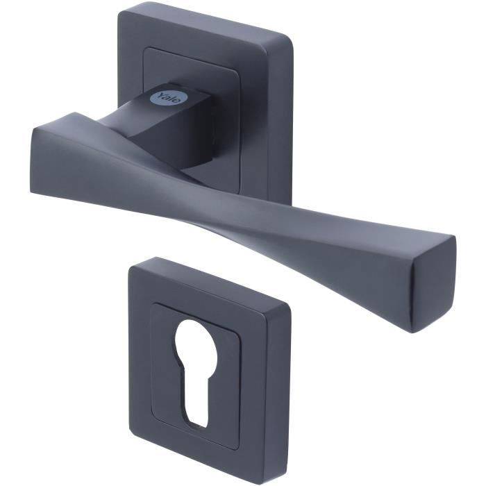 YALE YPP7-V-PE 7 mm Vierkante Deurgreep - Zwart, Verona Model, Euro Cilinder-0