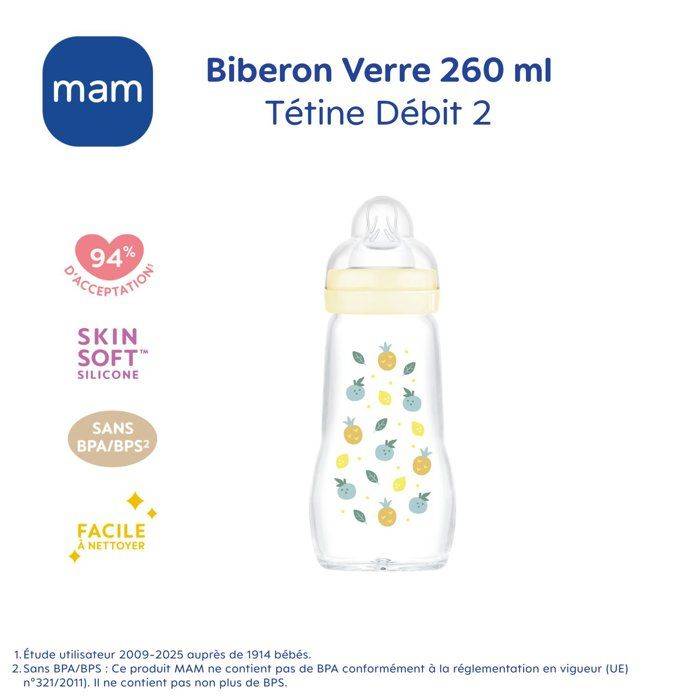 MAM Fles Glas 260 ml Witte Egel - 0 tot 6 Maanden-1