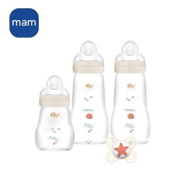 MAM Set Glas Babyflessen voor Pasgeborenen - 170 ml + 260 ml Flessen