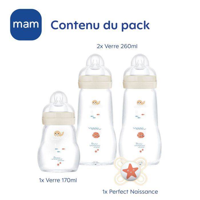MAM Set Glas Babyflessen voor Pasgeborenen - 170 ml + 260 ml Flessen-2