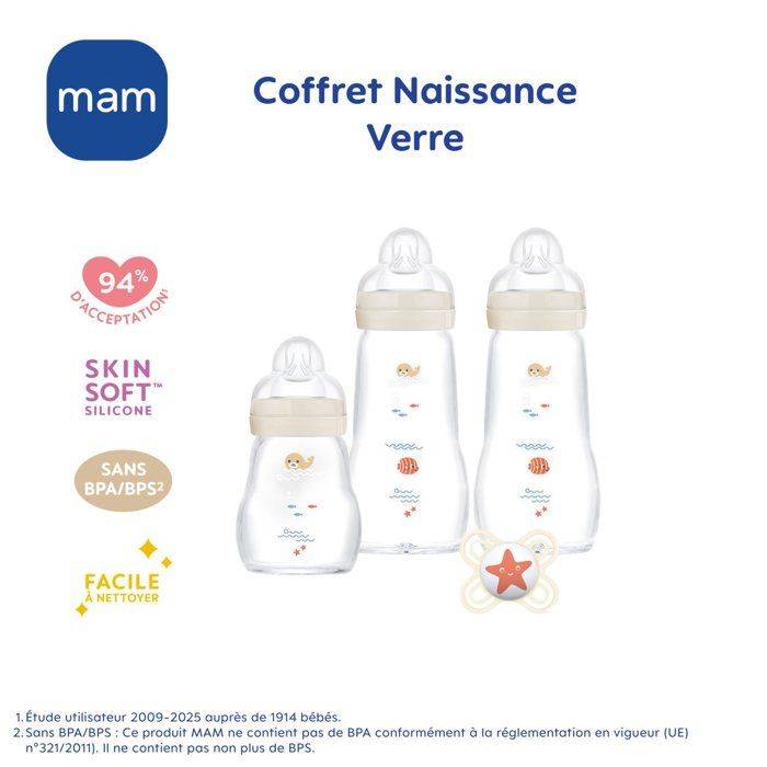 MAM Set Glas Babyflessen voor Pasgeborenen - 170 ml + 260 ml Flessen-3