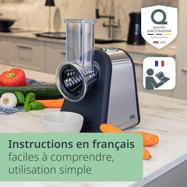 ADE Elektrische Rasp - Keuken Gadget - 4 Rasp Types - RVS/Kunststof