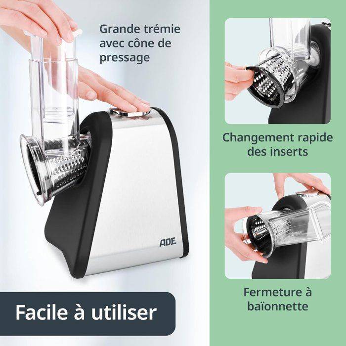 ADE Elektrische Rasp - Keuken Gadget - 4 Rasp Types - RVS/Kunststof-3