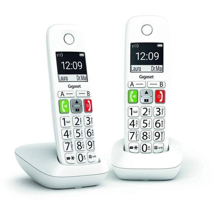 GIGASET E290 Duo Draadloze Telefoon - Wit - Groot Scherm, Grote Knoppen, Audio Boost-1
