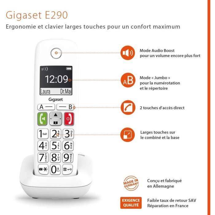 GIGASET E290 Duo Draadloze Telefoon - Wit - Groot Scherm, Grote Knoppen, Audio Boost-3