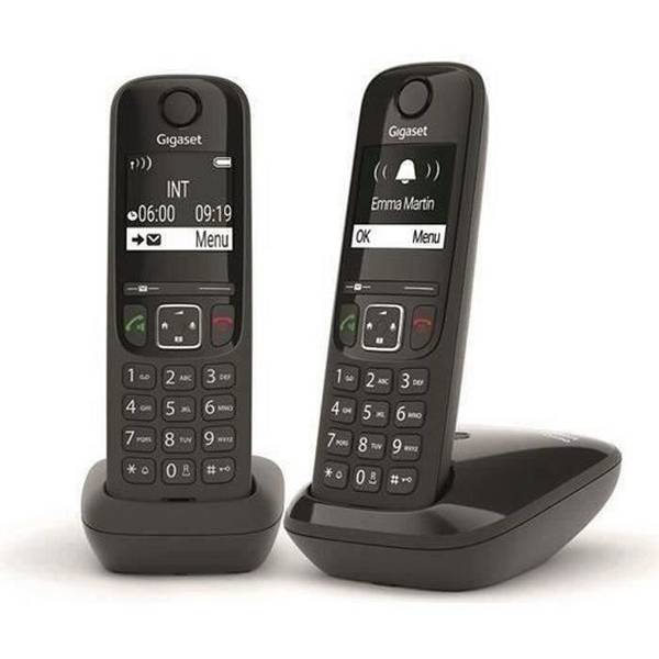 GIGASET AS690 Duo Draadloze Telefoon - Zwart - Handsfree Modus, Belblokkering